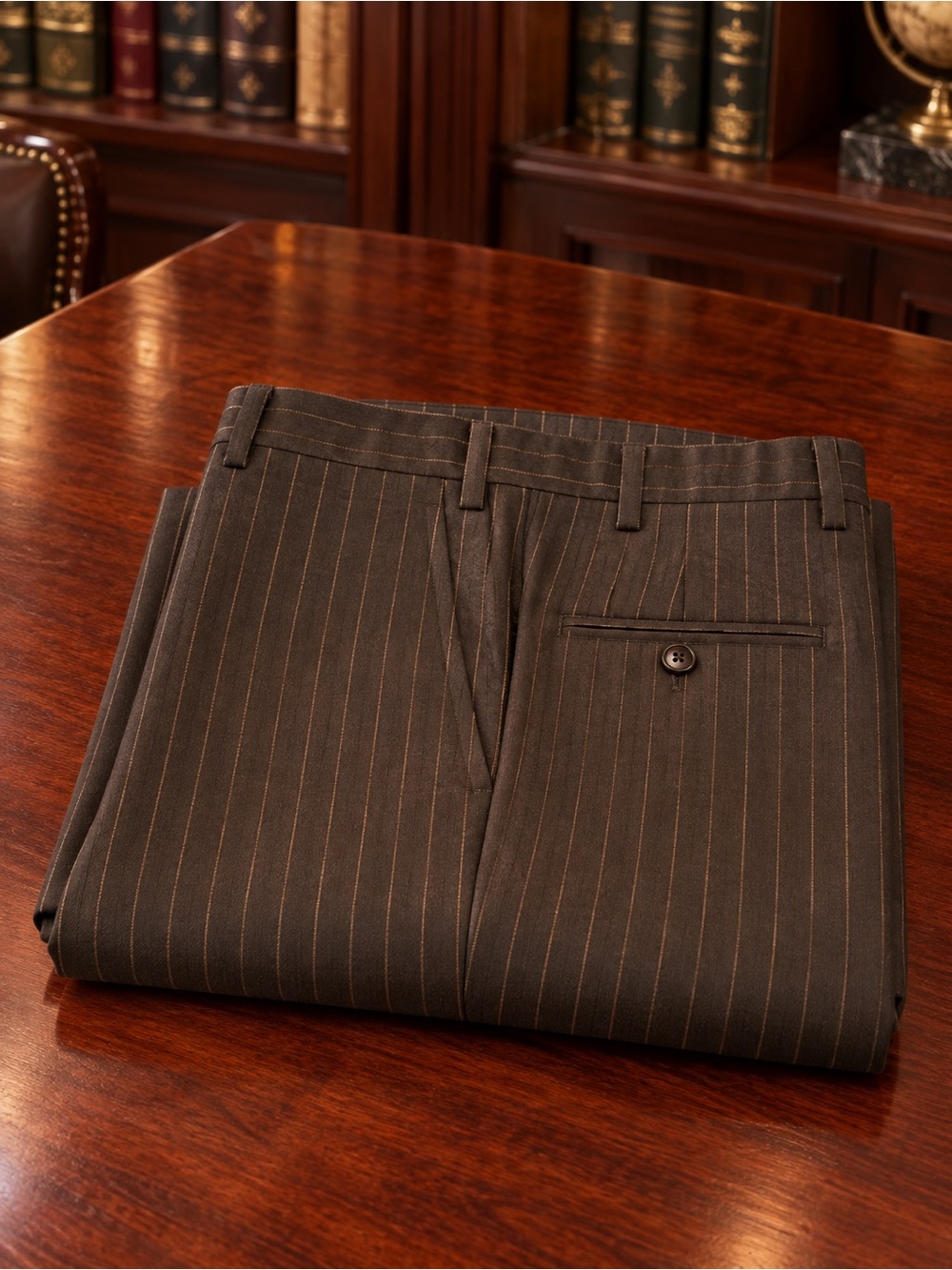Kiton 100% Cashmere Charcoal Pinstripe Dress Trousers